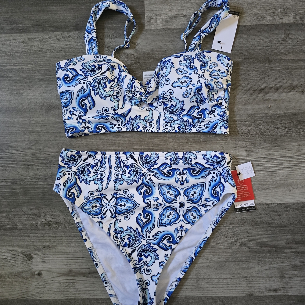 No Boundaries Blue and White Bikini Set
